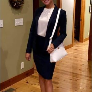 Ann Taylor navy blazer and skirt set